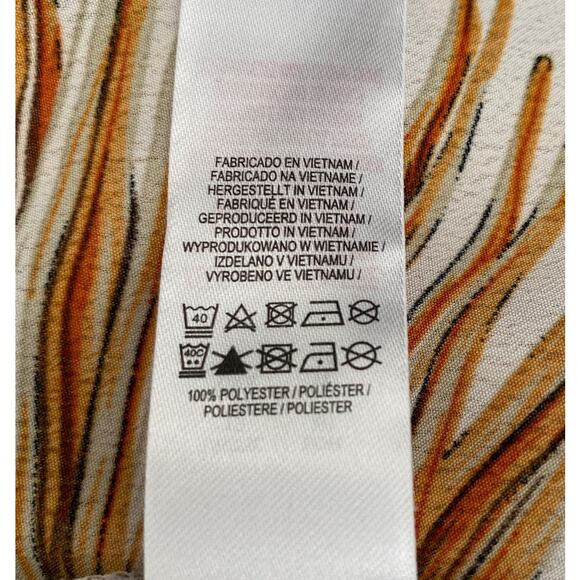 Primark Size 8 Brown Tan Palm Leaves Print Side Slit Button Midi Skirt Vintage - Picture 9 of 9